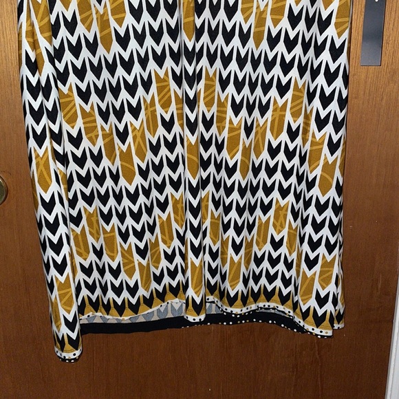 •HAANI•NWT WOMENS IVORY, BLACK & GOLD BOHO TRIBAL ARROW PRINT MIDI DRESS SIZE 2X - Picture 9 of 9